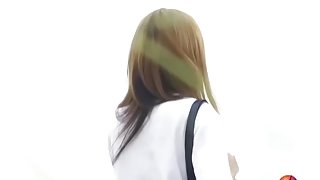 Cute Japanese gal in a steamy public sharking video