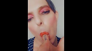 What dat mouth DO?! Sissy lipstick tease.