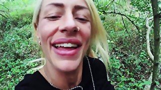 Tattooed blonde girl Harleen Van Hynten is fucked in the park