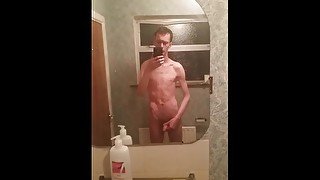 Very skinny lanky loves to stroke his big cock