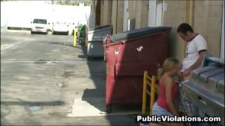 Dirty amateur slut sucks dick in alley