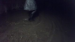 Wet winter dress and high heels boot