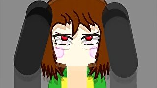 Cute Undertale Chara Impaling Her Cartoon Ass On A Big Dick