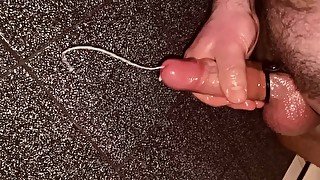 Huge cumshot in the bathroom. A lot of sperm. Slow motion.