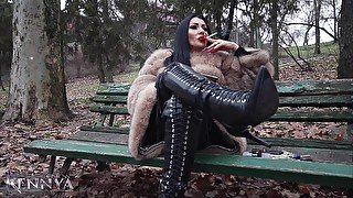 Public boot worship with Mistress Kennya