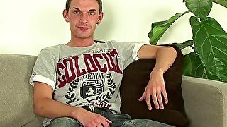 Amateur dude Kyle C plays with his stiff dick and cums hard