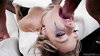 Gagged blonde wants to swallow the whole load