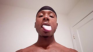 Showing off long tongue (Fetish).