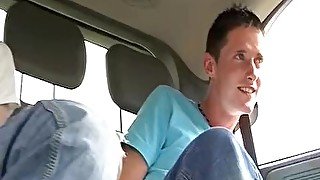 Justin Baber rides two raging cocks in the moving car