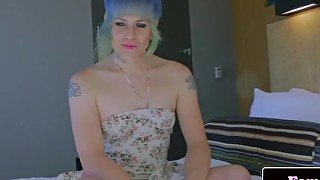 Amateur femboy tugging transitioning cock