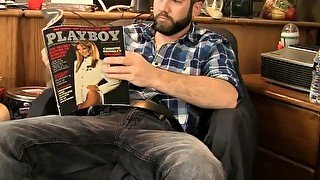 Tattooed redneck Jason watching porn and jacking to it