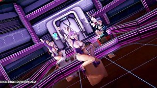 PinkCat striptease - Nyotengu, Ayane, Kasumi, Marie Rose, Honoka, Mai Shiranui DOA erotic dance