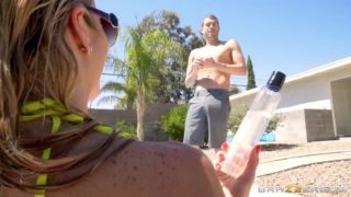 Alexis fawx asked her stepson to rub tanning oil all over her sexy body