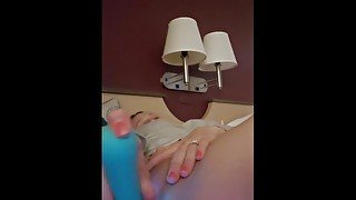 Fiance fucks herself with wand and squirts