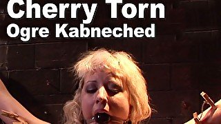 Cherry Torn & Ogre Kabneched BDSM gagged whipped clamped