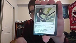 Cute Nerd Opening a Pack of Magic The Gathering Cards