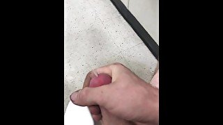 Mechanic jerks off in the bathroom during break - HUGE CREAMY LOAD