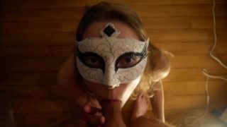 Trying on my mask - My first blowjob on a camera