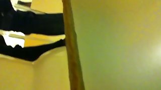 I put my cam above the wall and shot girl pissing in toilet