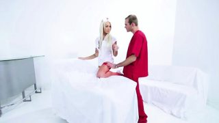 Ts nurse Aubrey Kate gives head and is fucked by the doctor