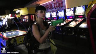 Aletta is a gamer and enjoys the arcade with her sexy blonde gal pal