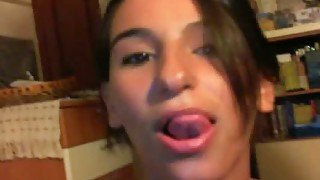 Amateur gal eats cum for dessert