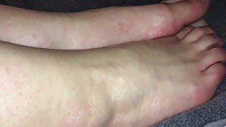 Goddess Foot Fetish POV baby oil rub and toe play