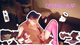 Twink Femboy Self CBT Slow to Hard Ball Slaps