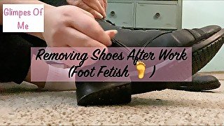 Removing shoes after work (foot fetish) - GlimpesOfMe