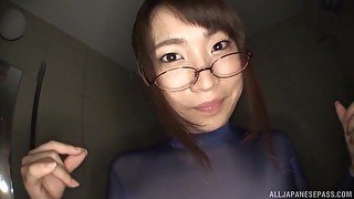 Japanese chick Nonomiya Misato likes to masturbate with a long toy