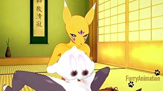 Digimon Hentai - Taomon & Grey Fox Hard Sex