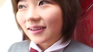 Spoiled Japanese teen Shinobu Kasagi tickles her muff with vibrators through panties