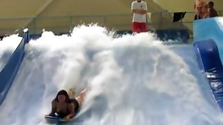 Sexy flowrider bikini downblouse in the aquapark