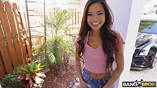 Handsome Asian chick Vina Sky spreads her legs to be fucked