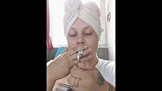 Katie is Smoking - Smoking doubles after shower