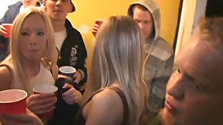 Brunette and blonde lesbians decided to make love after college party