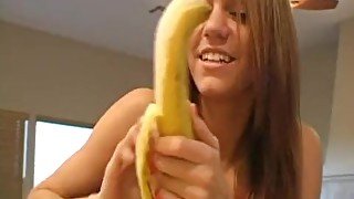 Cute Babe Eating A Banana