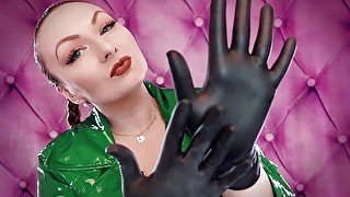 ASMR video: nitrile gloves and oil - fetish Glaminatrix Arya Grander - great relax sexy sounding POV