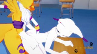 Digimon Yaoi - Renamon & Gatomon having hard sex