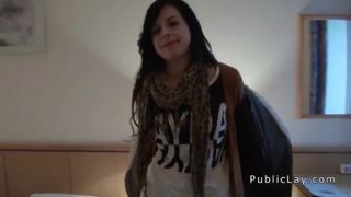 Honey brunette hussy having a hard core fuck in public