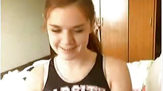 So sexy redhair girlfiend make awesome webcam stripping show