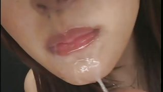 A japanese bukkake cutie is drooling cum