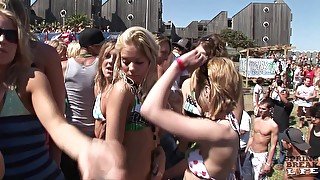 Bikini Dance Party During Spring Break South Padre Texas Hot Girls Flashing Tits And Shaking Asses