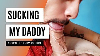 SUCKING MY HUSBAND'S UNCUT DICK UNTIL HE CUM