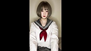 【男の娘】JK コスプレオナニー ❤︎ Japanese crossdresser