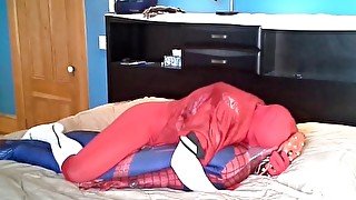 red morphsuit with white socks vs spiderman