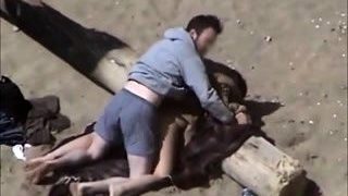 Young lovers get caught enjoying wild sex on the beach