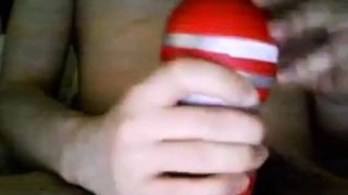 Bi 18 yr old stroking his virgin cock with my new Tenga cup.