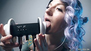 ASMR Aggressive Tingly Ear Eating - PASTEL ROSIE Erotic Ear Licking - Big Tiddy Youtuber Asmrtist