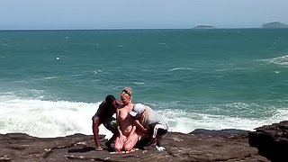 Ocean Threesome For Busty Blonde Tarra White